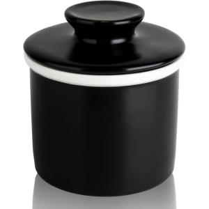 imageSweese French Butter Dish  Butter Crock for Counter with Water Line for Fresh Spreadable Butter  French Butter Keeper with Lid  Housewarming Gift For The One Who Has It All  WhiteBlack