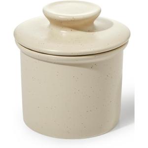 imageSweese French Butter Dish  Butter Crock for Counter with Water Line for Fresh Spreadable Butter  French Butter Keeper with Lid  Housewarming Gift For The One Who Has It All  WhiteNeutral