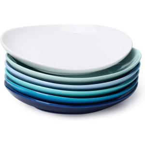 imageSweese Porcelain 78 Inch Dessert Plates Set of 6  White Salad Plates Appetizer Plates Small Plates  Dishwasher Microwave Oven Safe Smooth Glaze Scratch ResistantAzure Dreamscape