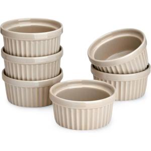 imageSweese Porcelain Souffle Dishes Ramekins  8 Ounce for Souffle Creme Brulee and Ice Cream  Set of 6 TurquoiseBeige gray