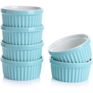 imageSweese Porcelain Souffle Dishes Ramekins  8 Ounce for Souffle Creme Brulee and Ice Cream  Set of 6 TurquoiseTurquoise