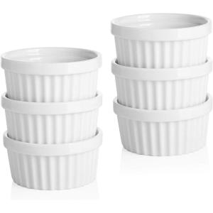 imageSweese Porcelain Souffle Dishes Ramekins  8 Ounce for Souffle Creme Brulee and Ice Cream  Set of 6 TurquoiseWhite
