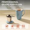 imageSweese 15 OZ Porcelain Tea Mug with Infuser and Lid Loose Leaf Tea Cup Gifts for Tea Lover Bluish GreyBluish Grey