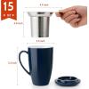 imageSweese 15 OZ Porcelain Tea Mug with Infuser and Lid Loose Leaf Tea Cup Gifts for Tea Lover Bluish GreyDark Blue