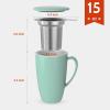 imageSweese 15 OZ Porcelain Tea Mug with Infuser and Lid Loose Leaf Tea Cup Gifts for Tea Lover Bluish GreyMint Green