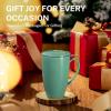 imageSweese 15 OZ Porcelain Tea Mug with Infuser and Lid Loose Leaf Tea Cup Gifts for Tea Lover Bluish GreyMint Green