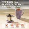 imageSweese 15 OZ Porcelain Tea Mug with Infuser and Lid Loose Leaf Tea Cup Gifts for Tea Lover Bluish GreyPurple