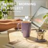 imageSweese 15 OZ Porcelain Tea Mug with Infuser and Lid Loose Leaf Tea Cup Gifts for Tea Lover Bluish GreyPurple