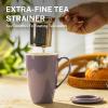 imageSweese 15 OZ Porcelain Tea Mug with Infuser and Lid Loose Leaf Tea Cup Gifts for Tea Lover Bluish GreyPurple