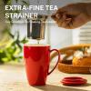 imageSweese 15 OZ Porcelain Tea Mug with Infuser and Lid Loose Leaf Tea Cup Gifts for Tea Lover Bluish GreyRed