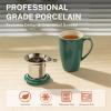 imageSweese 15 OZ Porcelain Tea Mug with Infuser and Lid Loose Leaf Tea Cup Gifts for Tea Lover Bluish GreySage Green