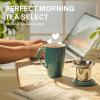 imageSweese 15 OZ Porcelain Tea Mug with Infuser and Lid Loose Leaf Tea Cup Gifts for Tea Lover Bluish GreySage Green