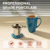 imageSweese 15 OZ Porcelain Tea Mug with Infuser and Lid Loose Leaf Tea Cup Gifts for Tea Lover Bluish GreySteel Blue