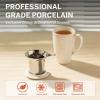 imageSweese 15 OZ Porcelain Tea Mug with Infuser and Lid Loose Leaf Tea Cup Gifts for Tea Lover Bluish GreyWhite