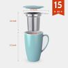 imageSweese 15 OZ Porcelain Tea Mug with Infuser and Lid Loose Leaf Tea Cup Gifts for Tea Lover Bluish Greysea blue