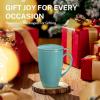 imageSweese 15 OZ Porcelain Tea Mug with Infuser and Lid Loose Leaf Tea Cup Gifts for Tea Lover Bluish Greysea blue