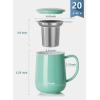 imageSweese 20 OZ Porcelain Tea Mug with Infuser and Lid Loose Leaf Tea Cup Gifts for Tea Lover  Mint GreenMint Green