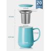 imageSweese 20 OZ Porcelain Tea Mug with Infuser and Lid Loose Leaf Tea Cup Gifts for Tea Lover  Mint GreenSea Blue