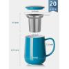 imageSweese 20 OZ Porcelain Tea Mug with Infuser and Lid Loose Leaf Tea Cup Gifts for Tea Lover  Mint GreenSteel Blue