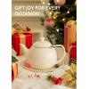 imageSweese Teapot Porcelain Tea Pot with Stainless Steel Infuser Blooming ampamp Loose Leaf Teapot  27ounce LilacWhite