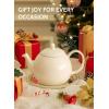 imageSweese Teapot Porcelain Tea Pot with Stainless Steel Infuser Blooming ampamp Loose Leaf Teapot  27ounce LilacWhite