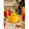 imageSweese Teapot Porcelain Tea Pot with Stainless Steel Infuser Blooming ampamp Loose Leaf Teapot  27ounce LilacYellow