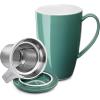 imageSweese 15 OZ Porcelain Tea Mug with Infuser and Lid Loose Leaf Tea Cup Gifts for Tea Lover Bluish GreySage Green