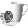 imageSweese 15 OZ Porcelain Tea Mug with Infuser and Lid Loose Leaf Tea Cup Gifts for Tea Lover Bluish GreyWhite
