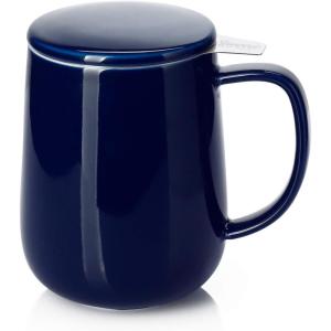 imageSweese 20 OZ Porcelain Tea Mug with Infuser and Lid Loose Leaf Tea Cup Gifts for Tea Lover  Mint GreenDark Blue