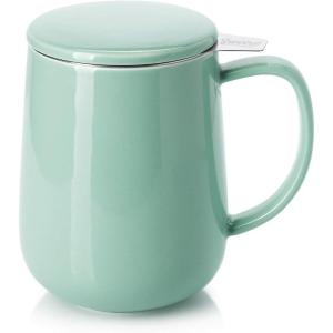 imageSweese 20 OZ Porcelain Tea Mug with Infuser and Lid Loose Leaf Tea Cup Gifts for Tea Lover  Mint GreenMint Green