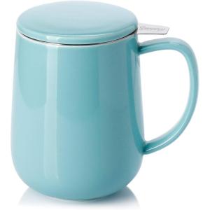 imageSweese 20 OZ Porcelain Tea Mug with Infuser and Lid Loose Leaf Tea Cup Gifts for Tea Lover  Mint GreenSea Blue