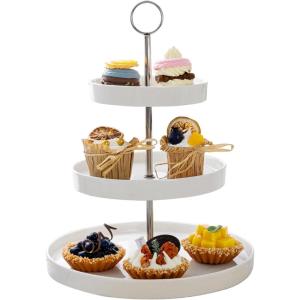 imageSweese 3 Tier Cupcake Stand White Porcelain Cake Stand Dessert Stand Tiered Serving Trays for Parties105