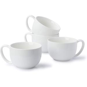 imageSweese Porcelain 22oz Large Coffee Mugs Set of 4 Large Soup Mug with Handles Perfect for Coffee Tea Hot Chocolate Microwave Safe WhiteWhite