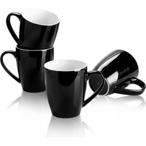 imageSweese Porcelain Coffee Mugs  16 Ounce Top to the Rim for Coffee Latte Tea Cocoa Set of 4 YellowBlack