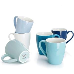 imageSweese Porcelain Coffee Mugs  16 Ounce Top to the Rim for Coffee Latte Tea Cocoa Set of 4 YellowMulticolor