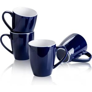 imageSweese Porcelain Coffee Mugs  16 Ounce Top to the Rim for Coffee Latte Tea Cocoa Set of 4 YellowNavy