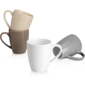 imageSweese Porcelain Coffee Mugs  16 Ounce Top to the Rim for Coffee Latte Tea Cocoa Set of 4 YellowNeutral Colors