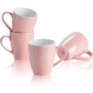 imageSweese Porcelain Coffee Mugs  16 Ounce Top to the Rim for Coffee Latte Tea Cocoa Set of 4 YellowPink