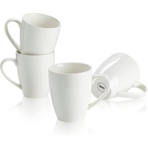 imageSweese Porcelain Coffee Mugs  16 Ounce Top to the Rim for Coffee Latte Tea Cocoa Set of 4 YellowWhite