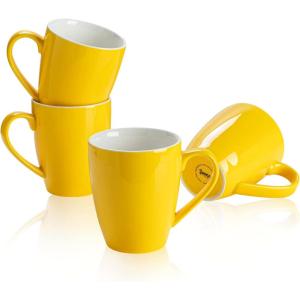 imageSweese Porcelain Coffee Mugs  16 Ounce Top to the Rim for Coffee Latte Tea Cocoa Set of 4 YellowYellow