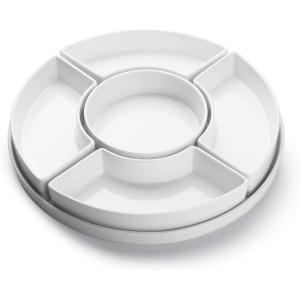 imageSweese Porcelain Divided Serving Dishes Relish Tray Serving Bowls for Parties  Perfect for Chips and Dip Veggies Candy and Snacks WhiteWhite