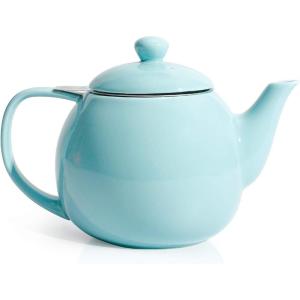 imageSweese Teapot Porcelain Tea Pot with Stainless Steel Infuser Blooming ampamp Loose Leaf Teapot  27ounce LilacTurquoise