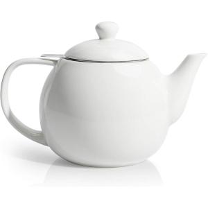 imageSweese Teapot Porcelain Tea Pot with Stainless Steel Infuser Blooming ampamp Loose Leaf Teapot  27ounce LilacWhite