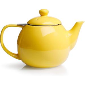 imageSweese Teapot Porcelain Tea Pot with Stainless Steel Infuser Blooming ampamp Loose Leaf Teapot  27ounce LilacYellow