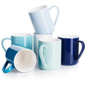 imageSweese White Coffee Mug Porcelain 11 Oz Coffee Mugs Set of 6 Ceramic Coffee Cups with Handle for Coffee Tea Cocoa Cappuccino Latte and Mulled DrinksMulticolor