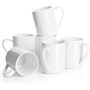 imageSweese White Coffee Mug Porcelain 11 Oz Coffee Mugs Set of 6 Ceramic Coffee Cups with Handle for Coffee Tea Cocoa Cappuccino Latte and Mulled DrinksWhite