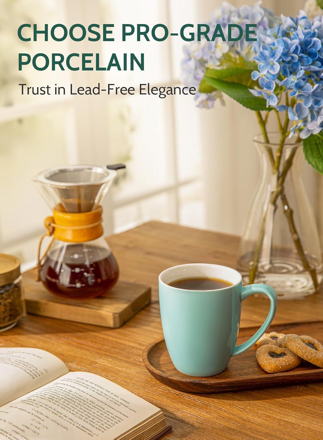 imageSweese Porcelain Mugs  12 Ounce for Coffee Tea Mocha and Mulled Drinks  Set of 6 WhiteCold Assorted Colors