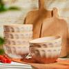 imageSweese 26 oz Porcelain Soup Bowls 6 Inch Cereal Bowl for Oatmeal Almond Glaze Fluted Bowl Set for Fruit Snacks and Desserts Salad Bowl Set of 6 Dishwasher ampamp Microwave SafeAlmond Glaze