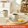 imageSweese 35oz Porcelain Espresso Cups Set of 4 Mini Coffee Mugs Demitasse Cups  WhiteDove Grey
