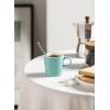 imageSweese 35oz Porcelain Espresso Cups Set of 4 Mini Coffee Mugs Demitasse Cups  WhiteTurquoise